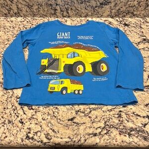 “Mini Boden” Kids Blue Dump Truck Shirt, Size 6-7, Long Sleeve, EUC